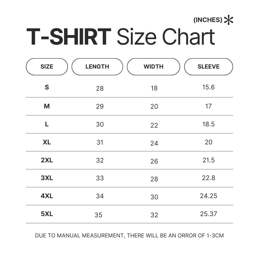 T shirt Size Chart - Glo Gang Store