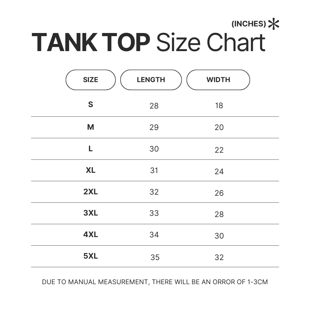 Tank Top Size Chart - Glo Gang Store