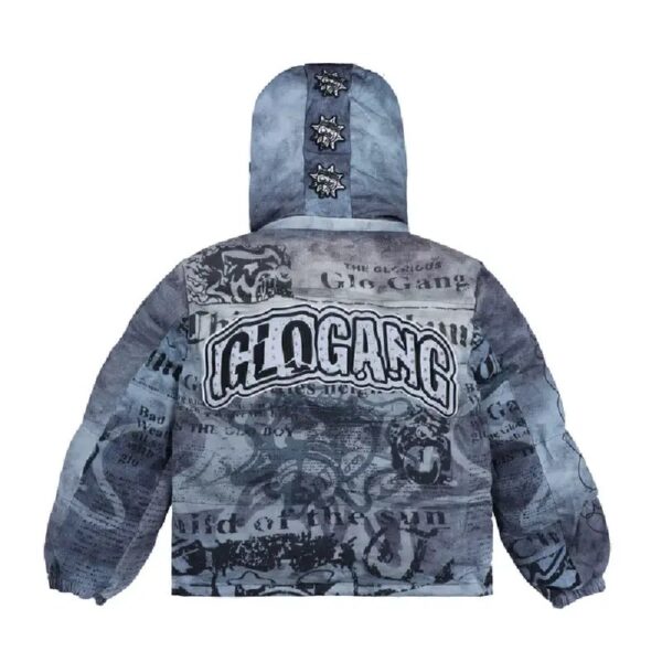 Glo Gang Tribune Puffer Jacket (Washed Denim)