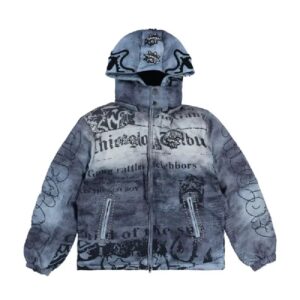Glo Gang Tribune Puffer Jacket (Washed Denim)